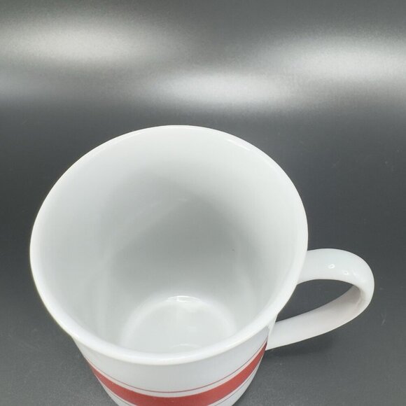 Vintage Leonard White Ceramic Coffee Mug Cup Set 2 Red Orange Band Mugs Cups Set - Picture 5 of 13